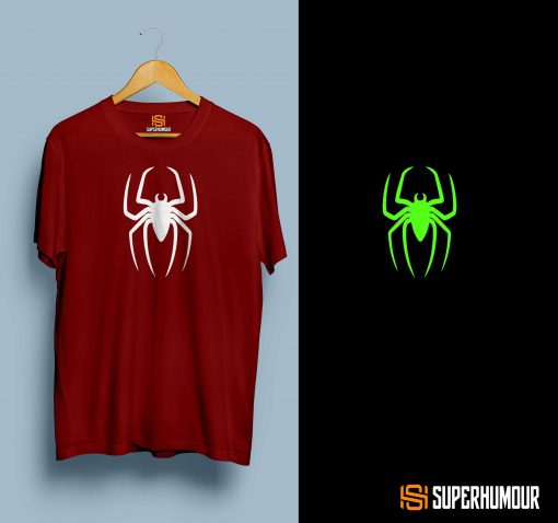 SPIDER ( GLOW IN DARK) TEE - DESIGN OF THE DAY - MENS TSHIRT - GLOW IN DARK- GLOW IN DARK TSHIRTS- TELUGU GLOW IN DARK- GLOW IN DARK TELUGU TSHIRTS - SUPERHUMOUR.COM -TELUGU TSHIRTS - TELUGU TEE - TOLLYWOOD TEE SHIRTS